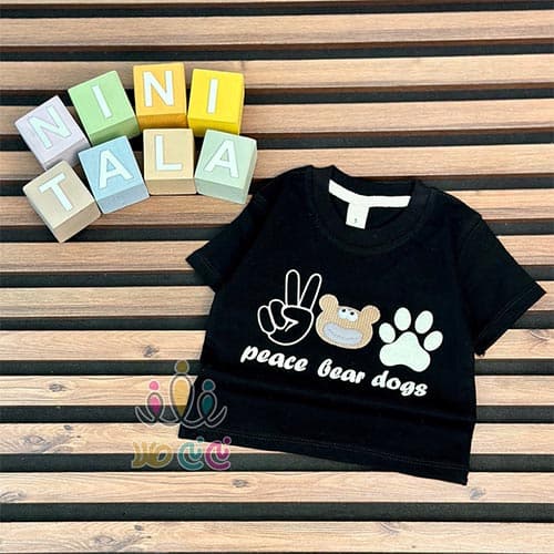 تیشرت بچگانه طرح ردپا Dogs مشکی