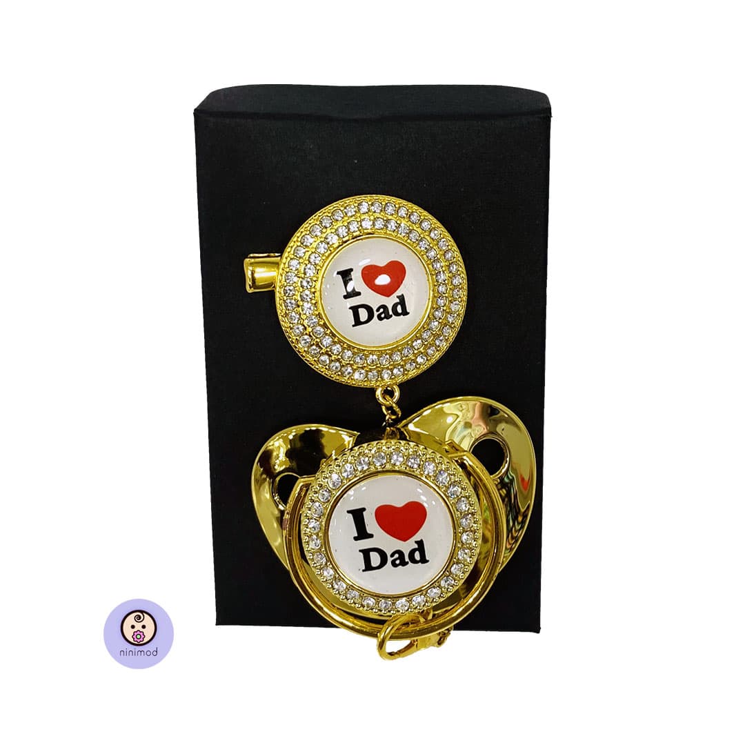 پستانک نگین دار لاکچری طرح I Love Dad