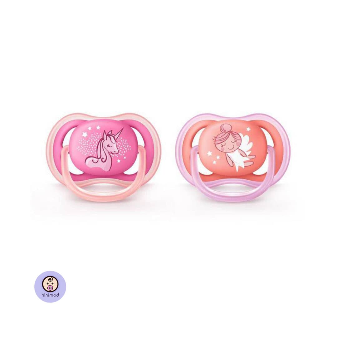پستانک سیلیکونی اونت Avent ultra air طرح فرشته و اسب تک شاخس سایز شش تا هیجده ماه — تصویر ۲