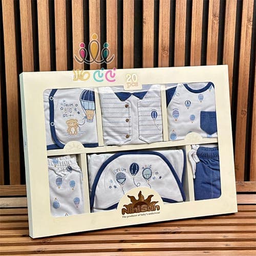 ست ۲۰ تکه گلدوزی پسرانه طرح big dream آبی