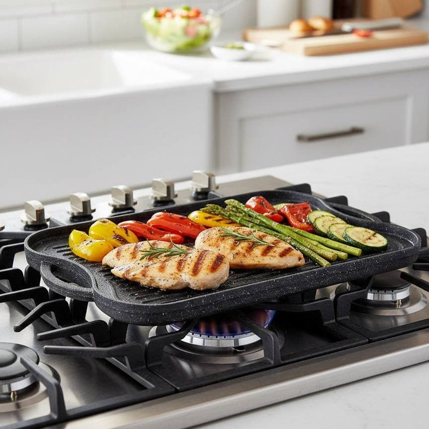 تابه چدن دورو مستطیل با روکش گرانیت