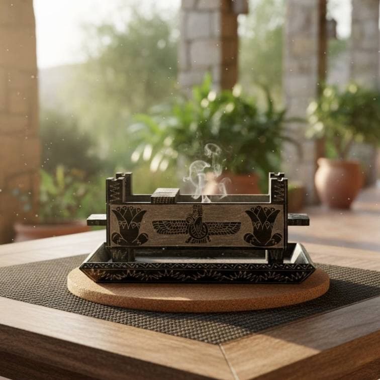 سینی و منقل سنگی طرح فروهر — تصویر ۷