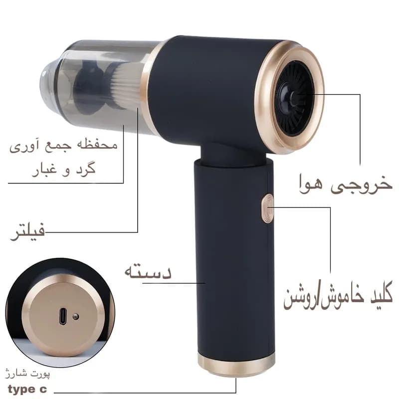 جارو شارژی ماشین دمنده و مکنده مدل JB-106 — تصویر ۷