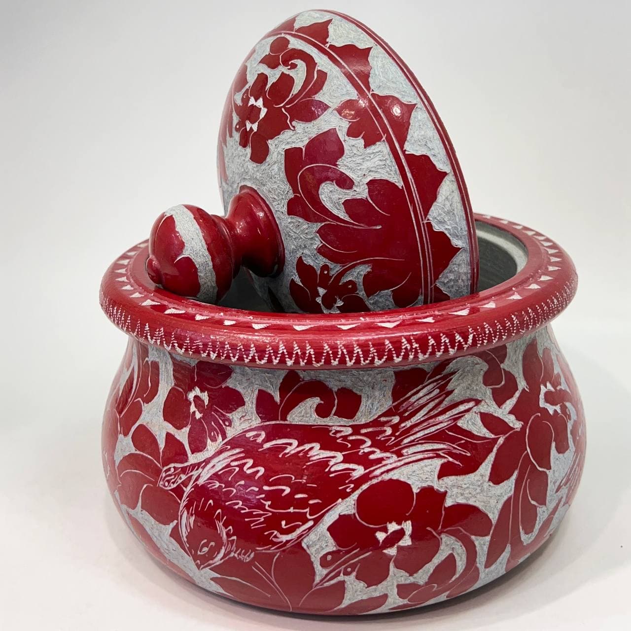دیگ سنگی مدل درباری طرح گل مرغی — تصویر ۵