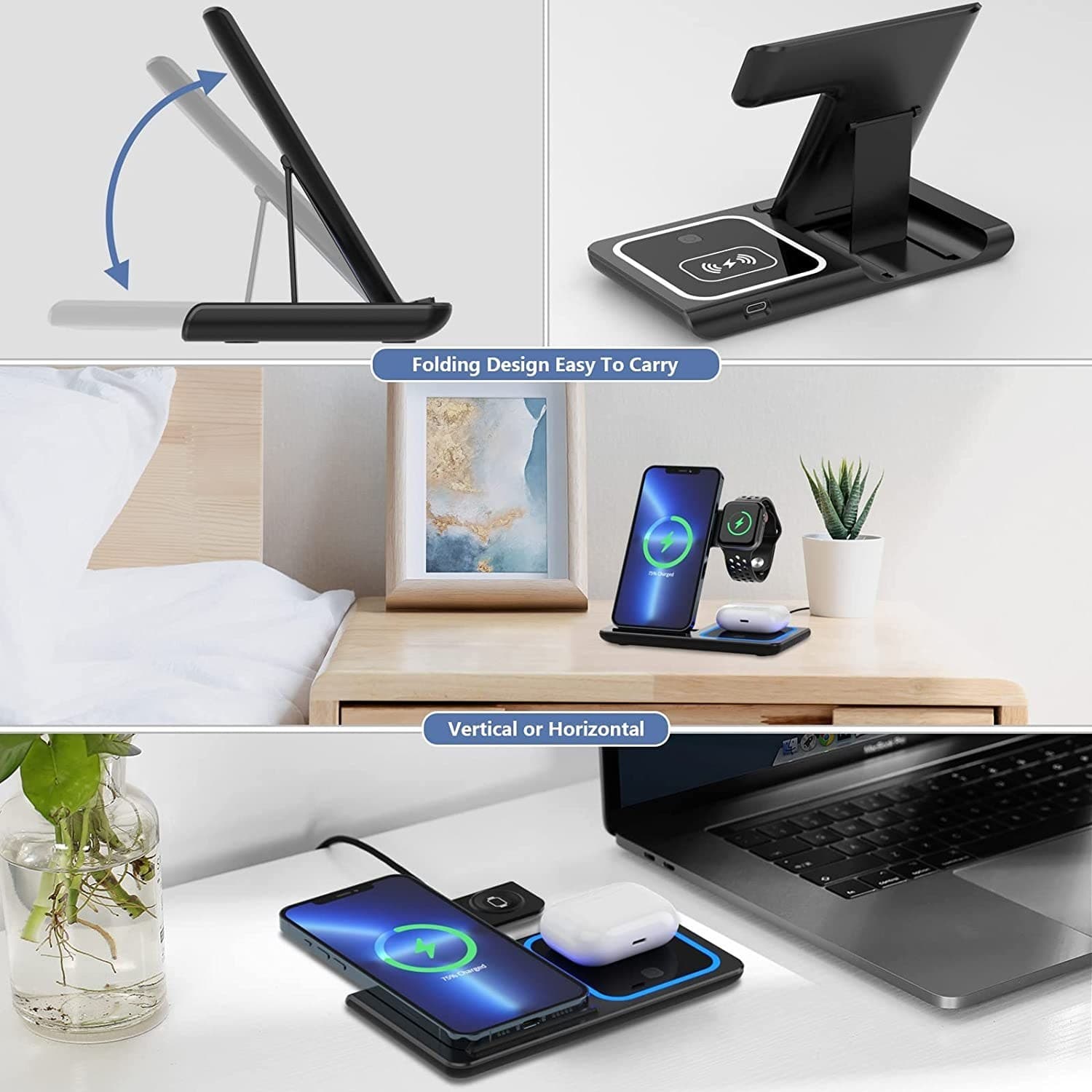 شارژر وایرلس 3 در 1 تاشو (Wireless Charging Station) — تصویر ۶