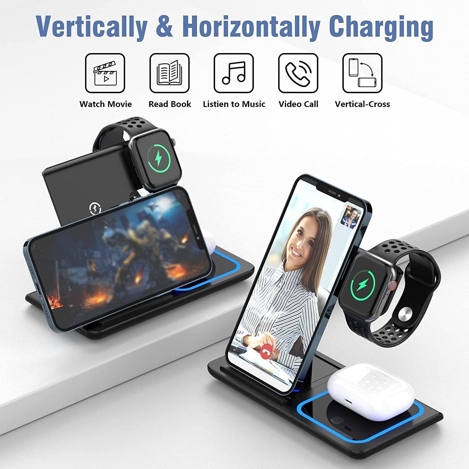 شارژر وایرلس 3 در 1 تاشو (Wireless Charging Station) — تصویر ۷