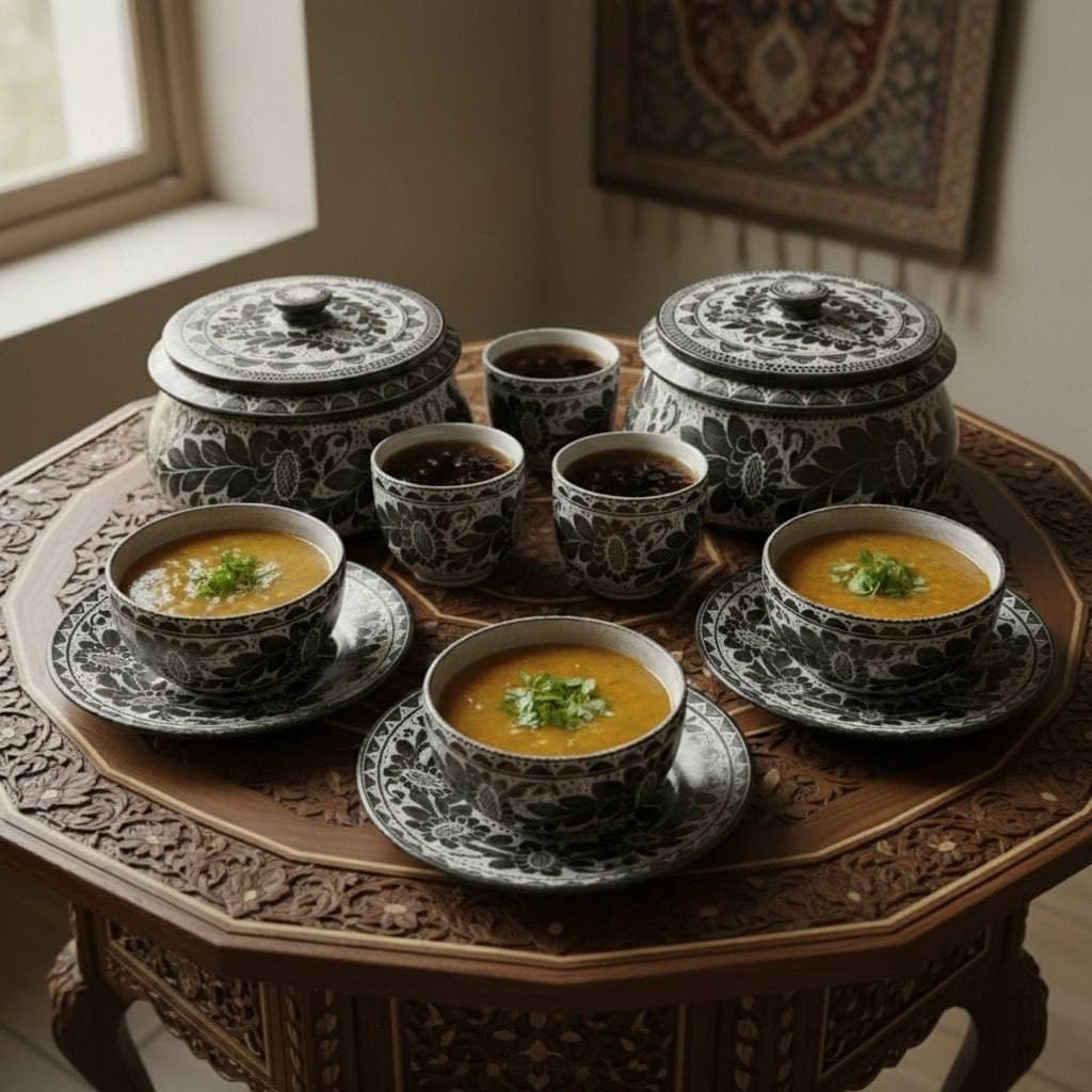 سرویس 12 پارچه سنگی طرح گلستان