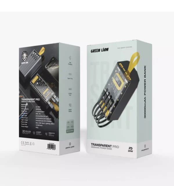 پاور بانک گرین لاین مدل Transparent Pro ظرفیت 30000 میلی آمپر ساعت — تصویر ۳