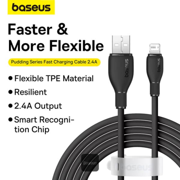 کابل شارژ USB به لایتنینگ بیسوس مدل CB000052 توان 12 وات 2.4 آمپر — تصویر ۳