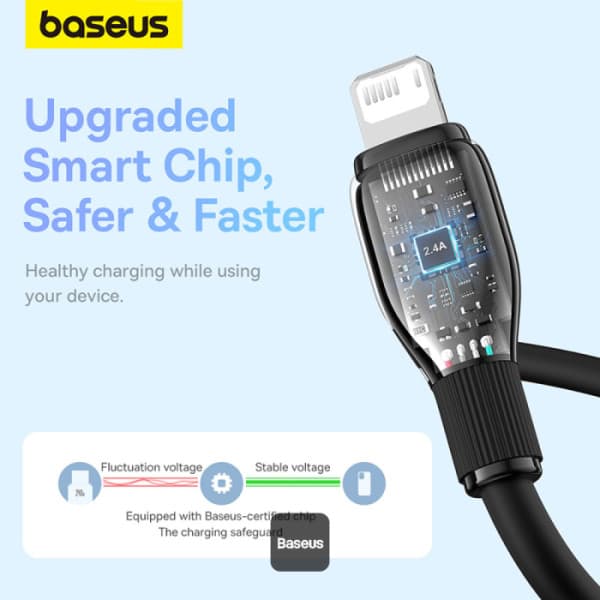 کابل شارژ USB به لایتنینگ بیسوس مدل CB000052 توان 12 وات 2.4 آمپر — تصویر ۷