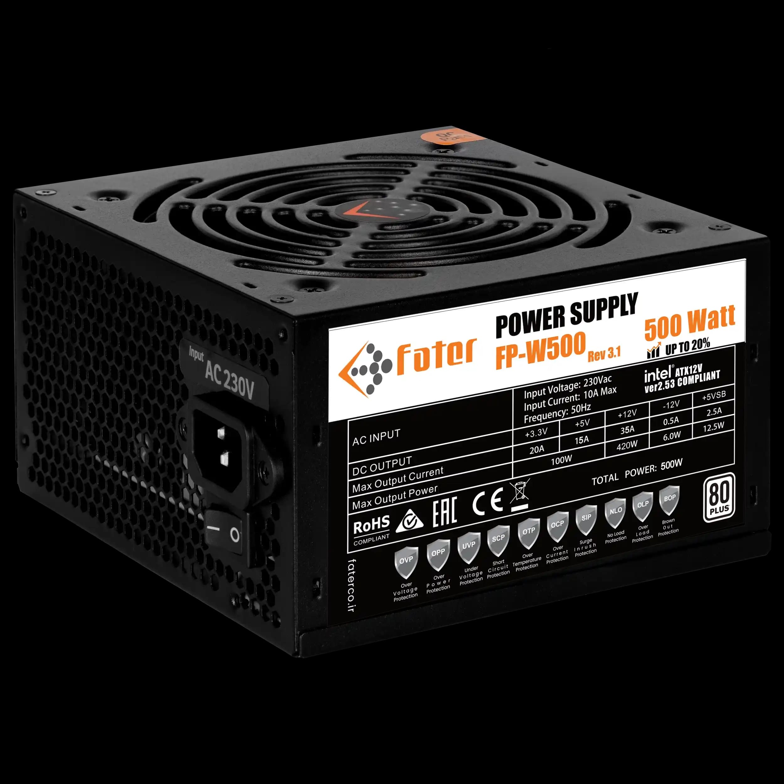 پاور کامپیوتر 500 وات فاطر مدل +FP-W500 80 — تصویر ۲