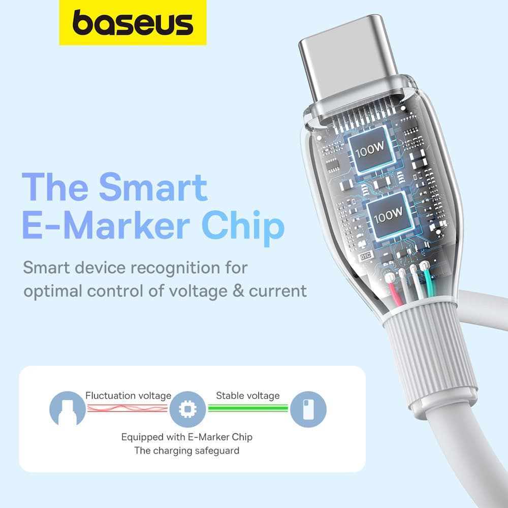 کابل شارژ Type-C بیسوس مدل Pudding CB000055 طول 1.2 متر توان 100 وات — تصویر ۶