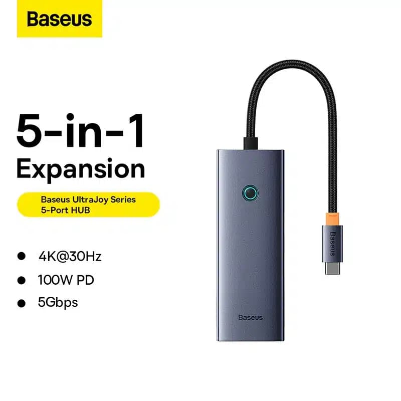 هاب 5 پورت USB-C بیسوس مدل UltraJoy Series HDMI-4K 30Hz Clarity BS-OH150 — تصویر ۷