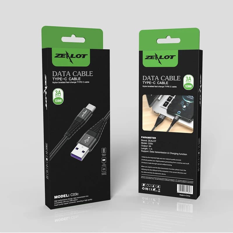 کابل تبدیل زیلوت ZEALOT C03c USB to USB-C Cable