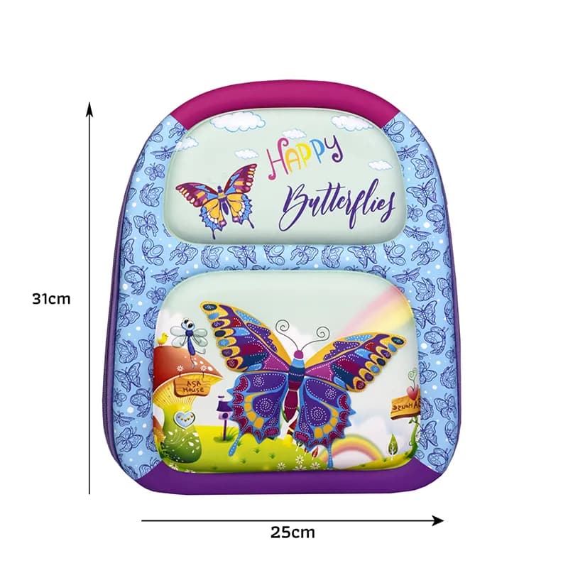 کوله پشتی مهدکودکی دخترانه طرح برجسته مدل Butterfly