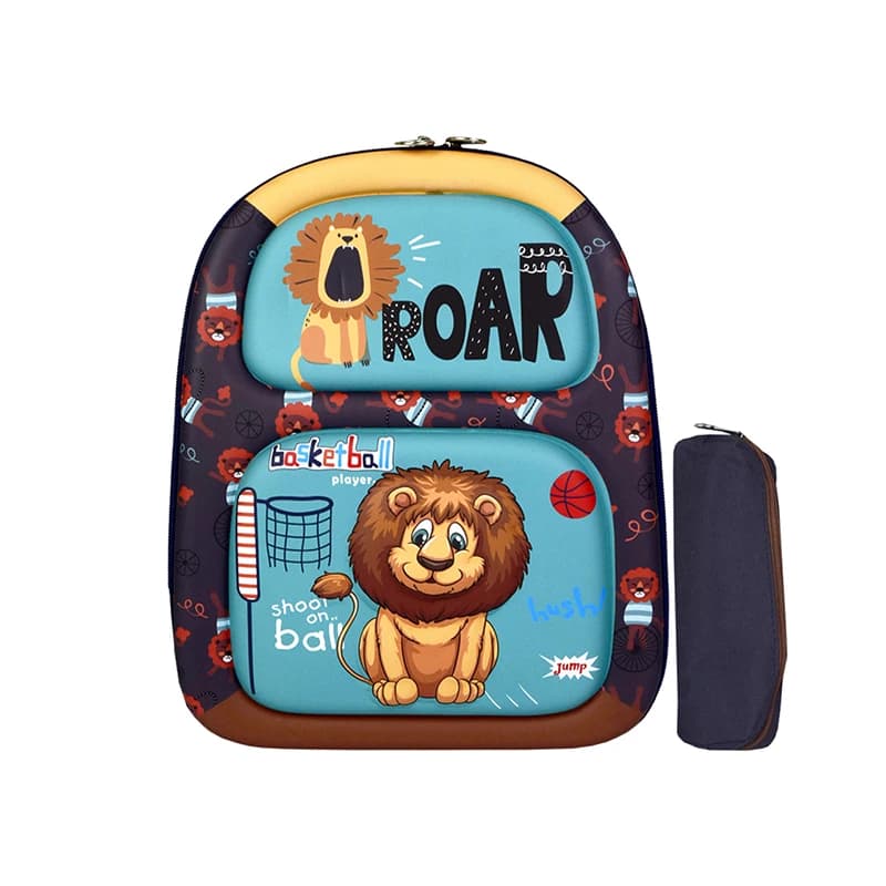 کوله پشتی مهدکودکی پسرانه طرح برجسته مدل Lion به همراه جامدادی — تصویر ۷