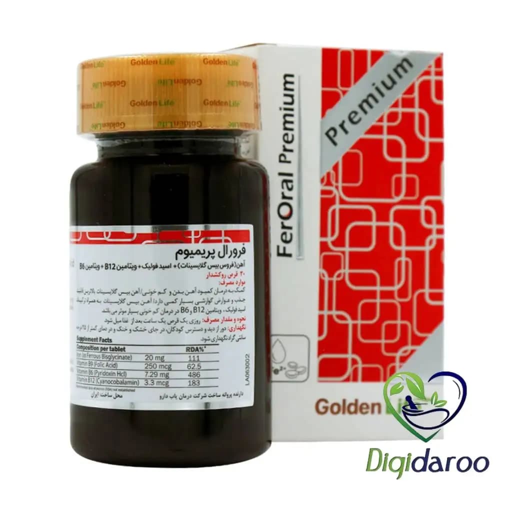 قرص فرورال پریمیوم (Feroral Premium) گلدن لایف 30 عددی — تصویر ۲