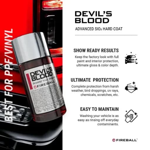 پوشش نانو سرامیکی بدنه خودرو فایربال مدل Fireball Ceramic Coating Devil’s Blood — تصویر ۸