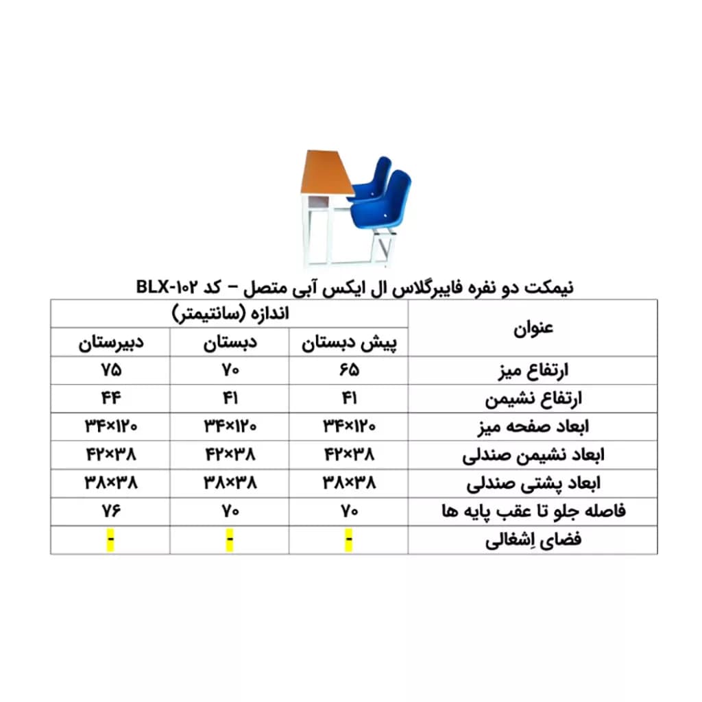 میز و نیمکت فایبرگلاس دو نفره LX متصل به هم کد B024 — تصویر ۱۱
