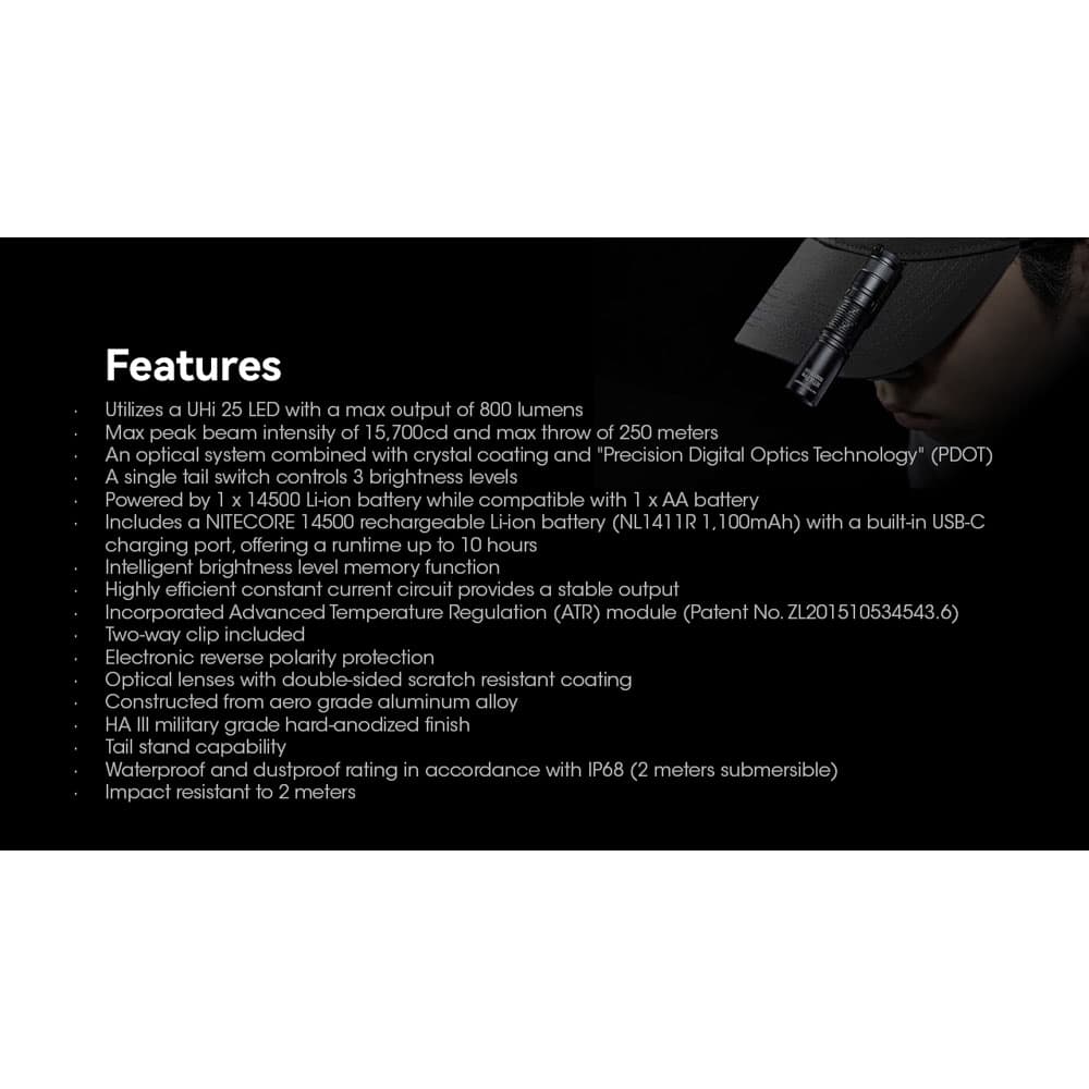 چراغ قوه نایتکر MT1A Pro 800L — تصویر ۳