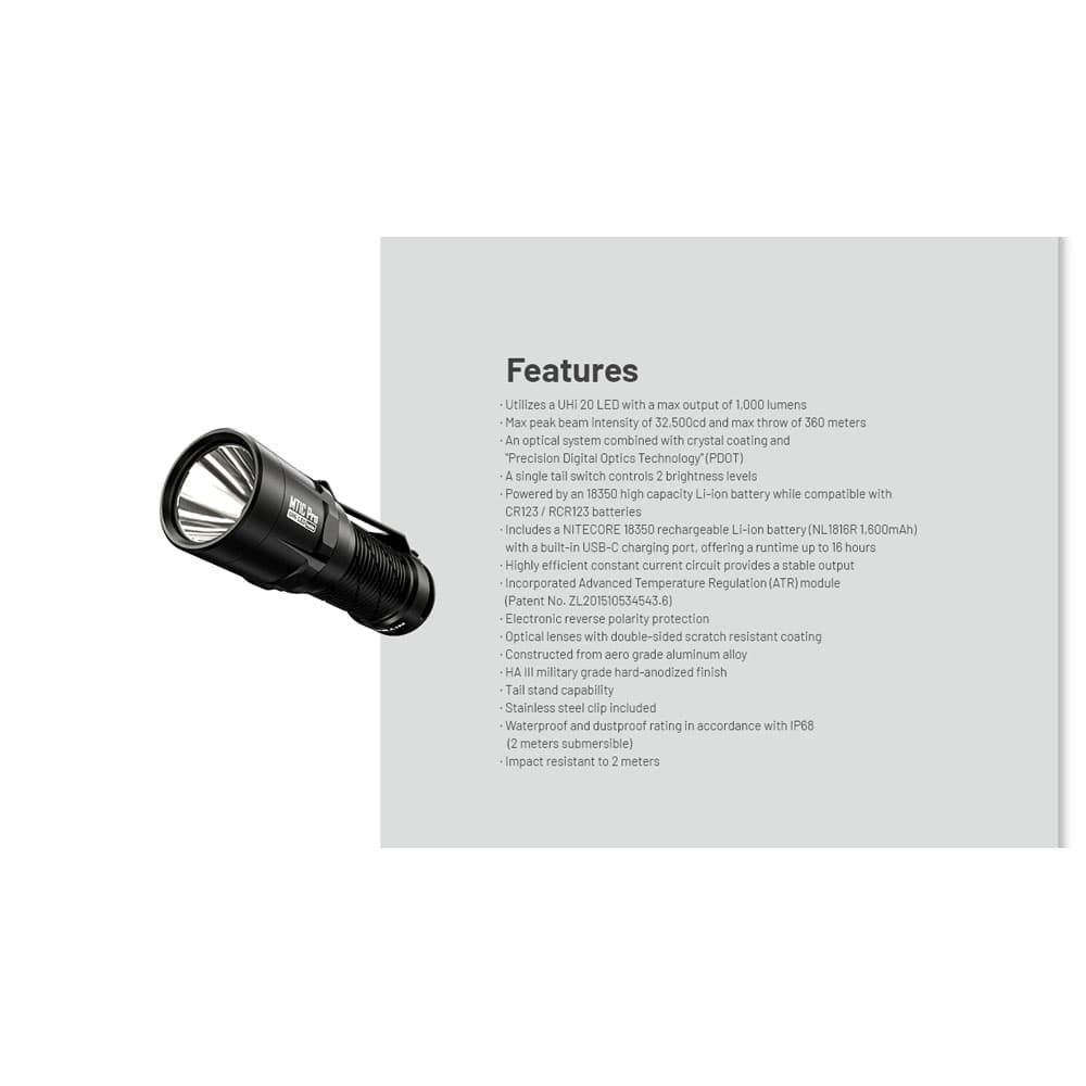 چراغ قوه نایتکر MT1C Pro 1000L — تصویر ۴