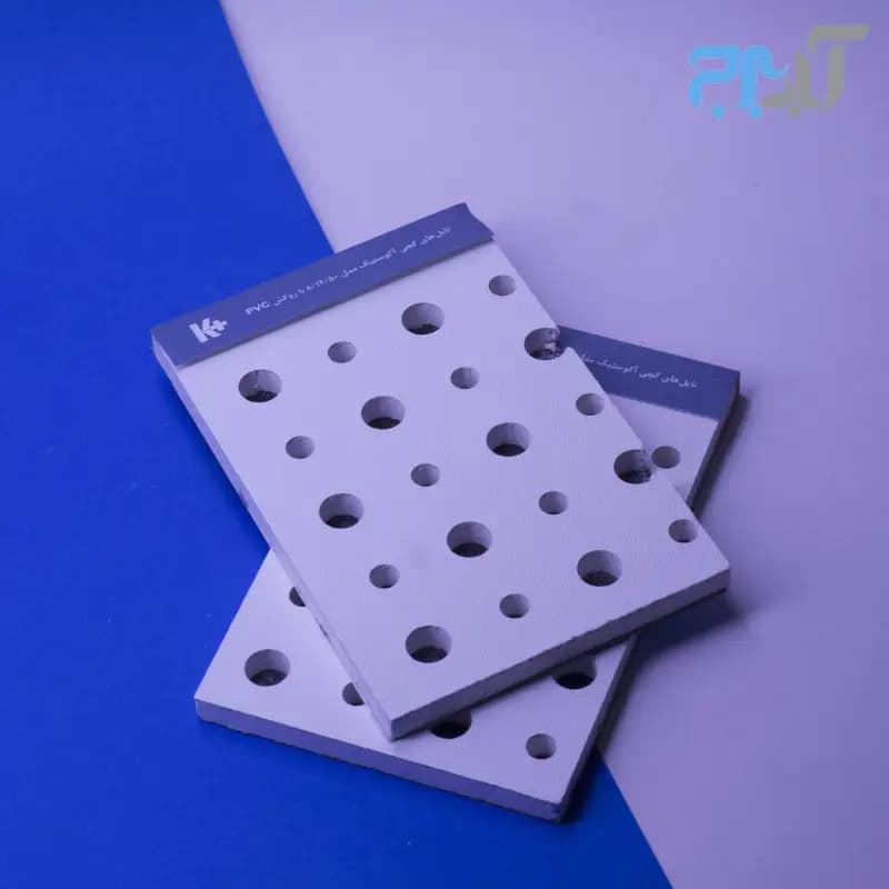 تایل گچی آکوستیک پانچ دایره ای نامنظم 8/12/36 روکش PVC -پالت شامل 52بسته 10 تایی — تصویر ۵