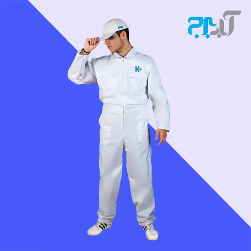 لباس کار سرهمی سفید با گلدوزی +K سایز مدیوم ( M)