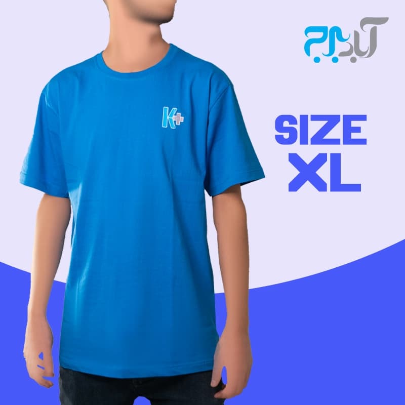 تیشرت یقه گرد آبی با چاپ +K سایز ایکس لارج ( XL ) — تصویر ۶