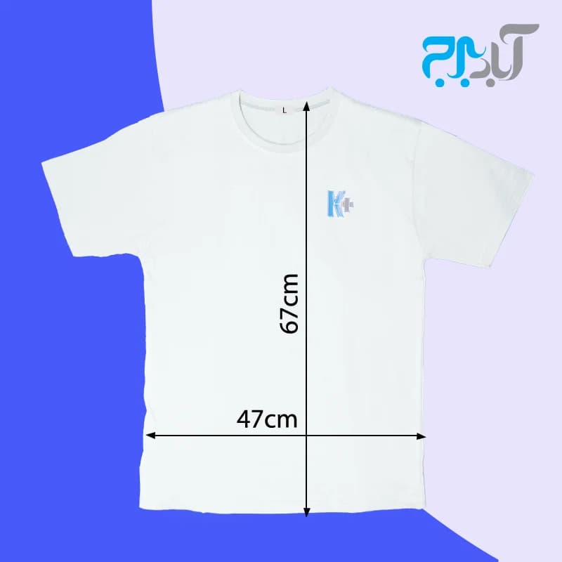 تیشرت یقه گرد سفید با چاپ +K سایز لارج ( L ) — تصویر ۵