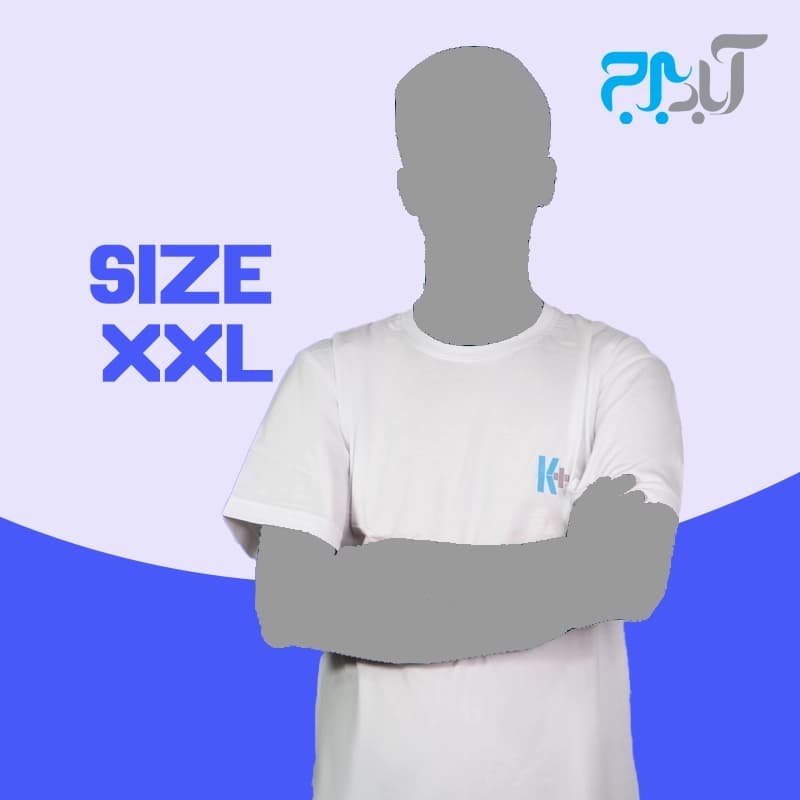 تیشرت یقه گرد سفید با چاپ +K سایز دوایکس لارج ( 2XL )
