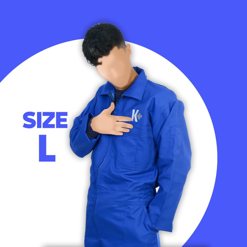 لباس کار سرهمی آبی با گلدوزی +K سایز لارج ( L ) — تصویر ۳