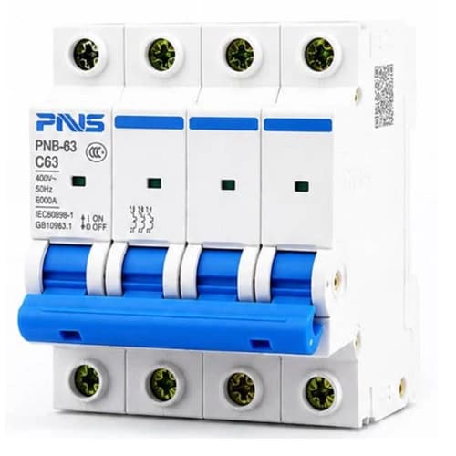 کلید مینیاتوری 63 آمپر چهار پل PNS مدل PNB-63-C63 4P