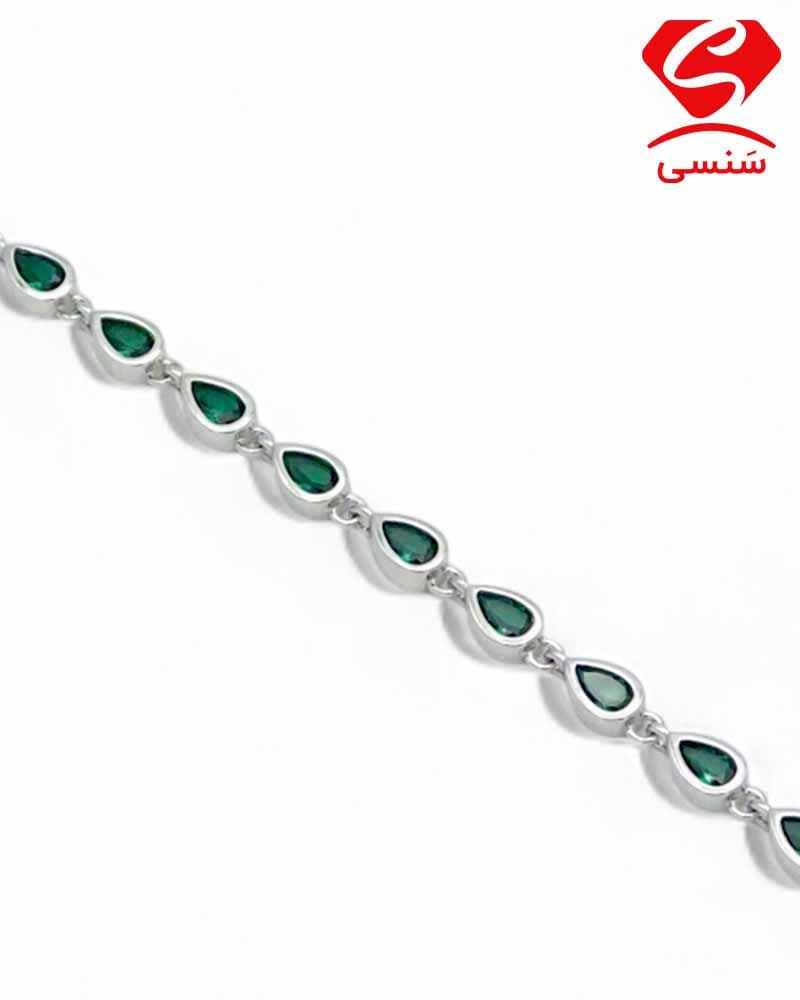 دستبند نقره طرح زمرد کد 011 — تصویر ۵