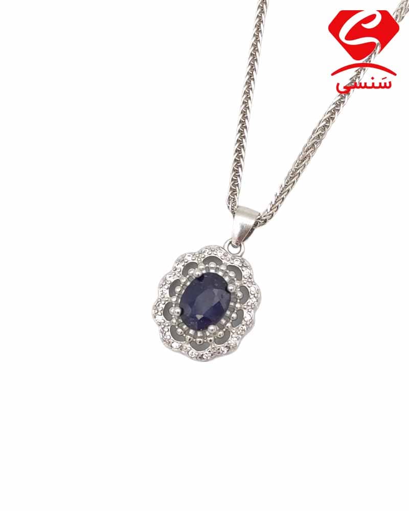 گردنبند نقره زنانه یاقوت کبود کد420 — تصویر ۴