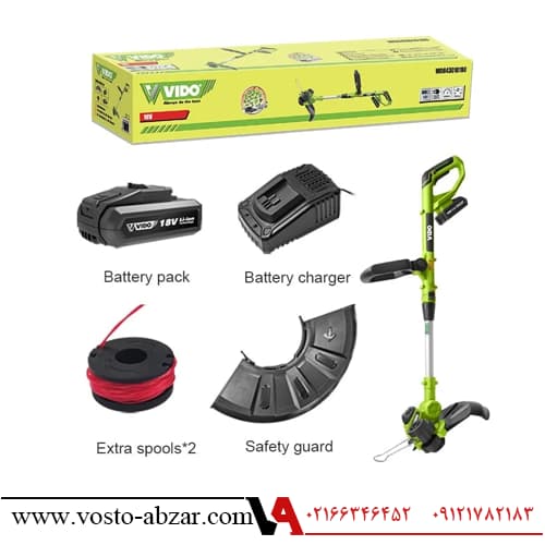 علفزن شارژی تک باتری 18 ولت 4 آمپر ویدو مدل WD043010180 — تصویر ۳