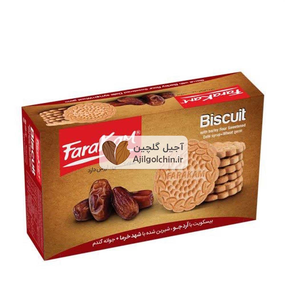 بيسکوئيت رژیمی آردجو و جوانه گندم با شهد خرما