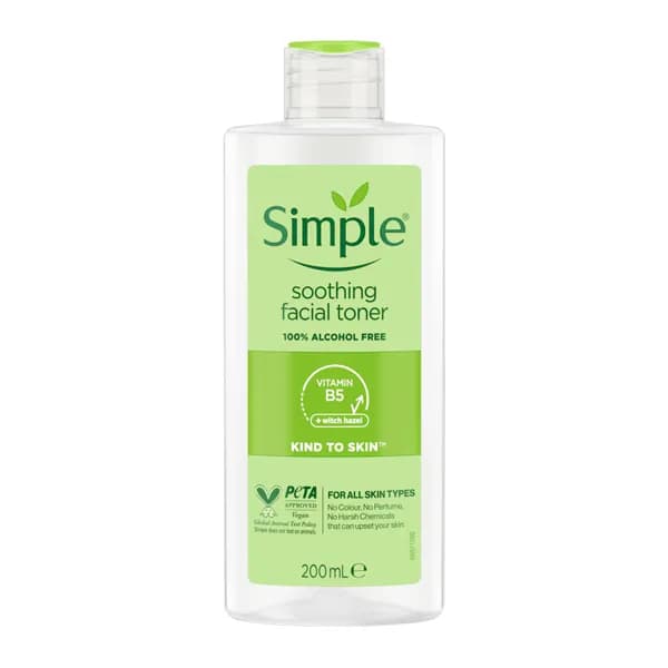 تونر تسکین دهنده سیمپل مدل soothing facial toner حجم 200 میلی لیتر