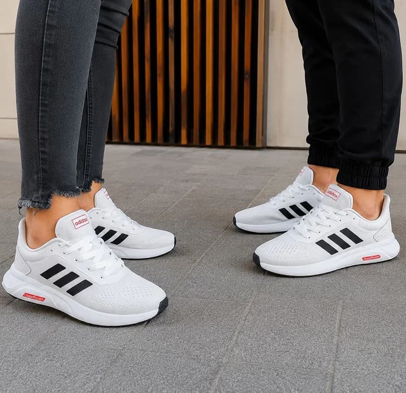 کتانی اسپرت زنانه ومردانه رانینگ مدل آدیداس فالکون(adidas)|37-41|تنفسی|کف دوخت|سفید — تصویر ۲