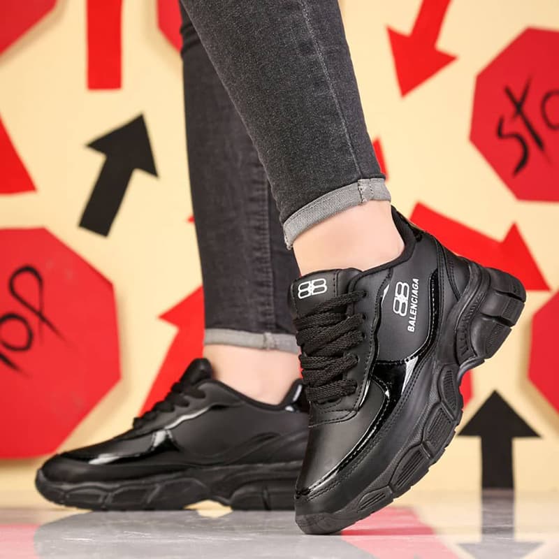 کتانی اسپرت زنانه و مردانه ضدآب مدل بالنسیاگا(BALENCIAGA)|سایز37-40|طبی|مشکی — تصویر ۲