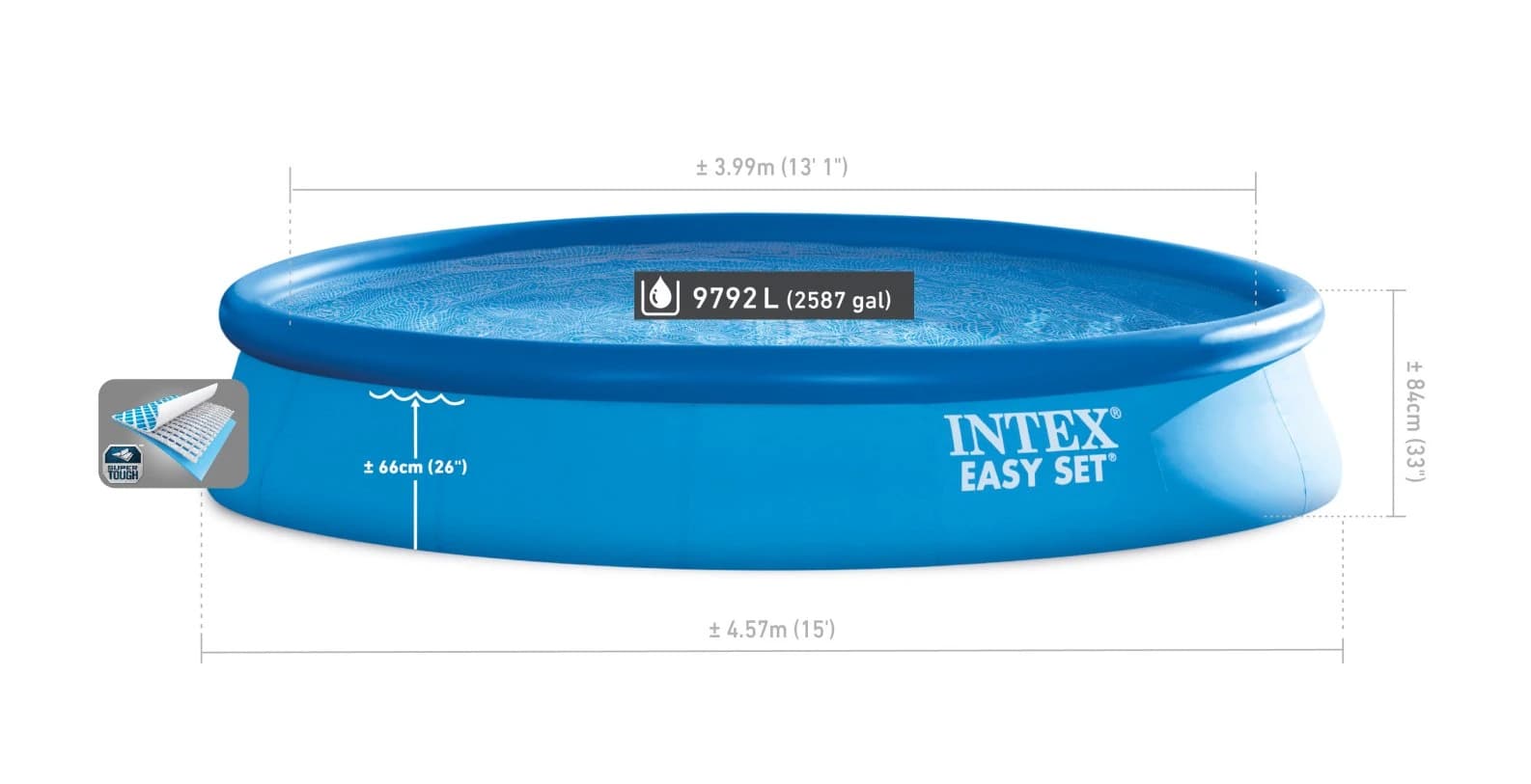 استخر پیش ساخته پرتابل 457*84 اینتکس با پمپ تصفیه 28158 Intex — تصویر ۳