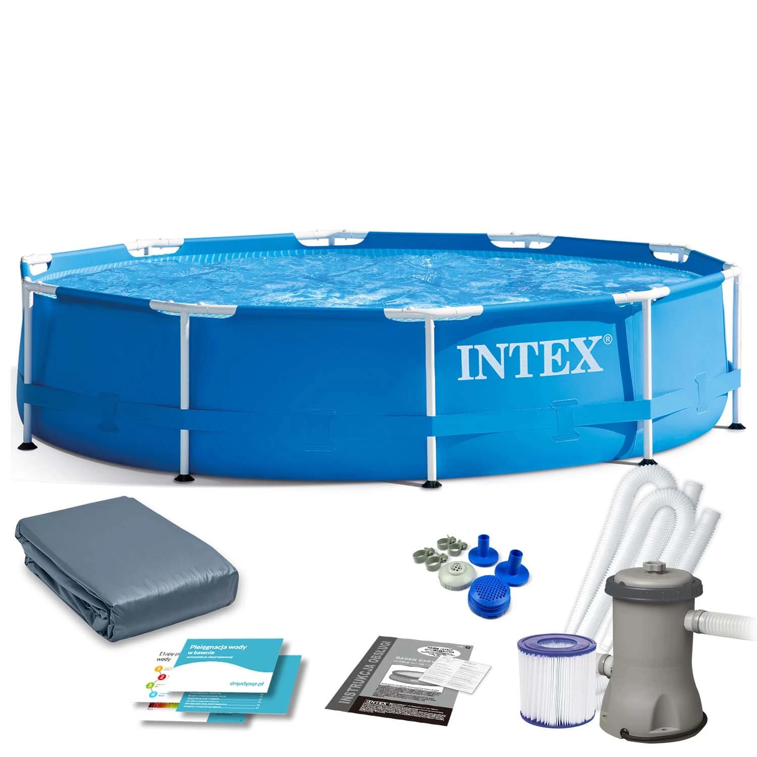 استخر پیش ساخته اسکلت فلزی اینتکس با پمپ تصفیه 28202 Intex — تصویر ۴