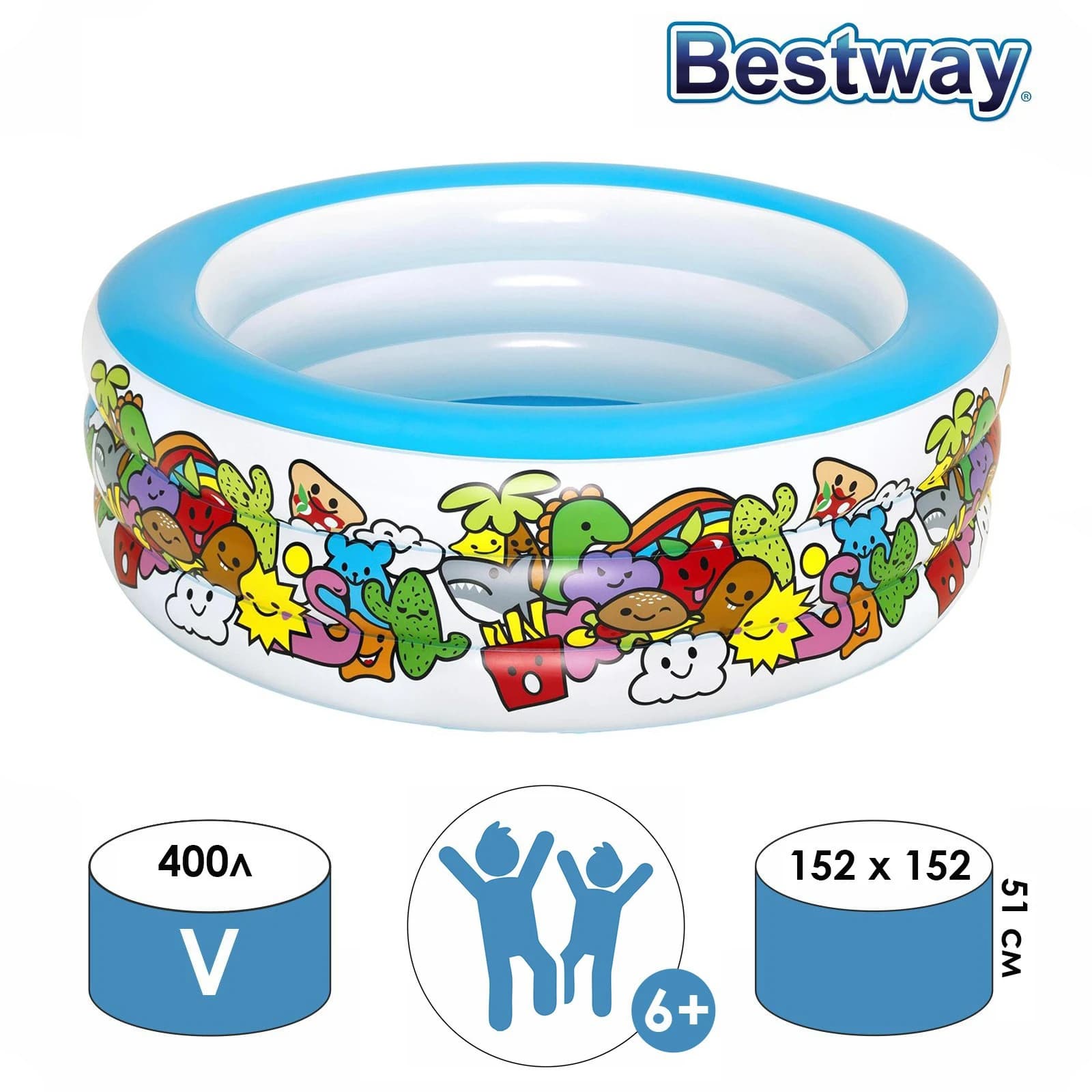 استخر بادی 152 سانتی طرح کارتونی بست وی 51121 Bestway