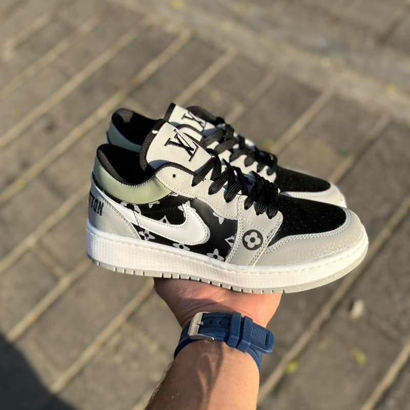 کتانی ونس اسپرت زنانه و مردانه مدل جردن وان مدل(louis-vuitton)|سایز37-40|طوسی-مشکی|دور دوخت|عطری|کد104 — تصویر ۷