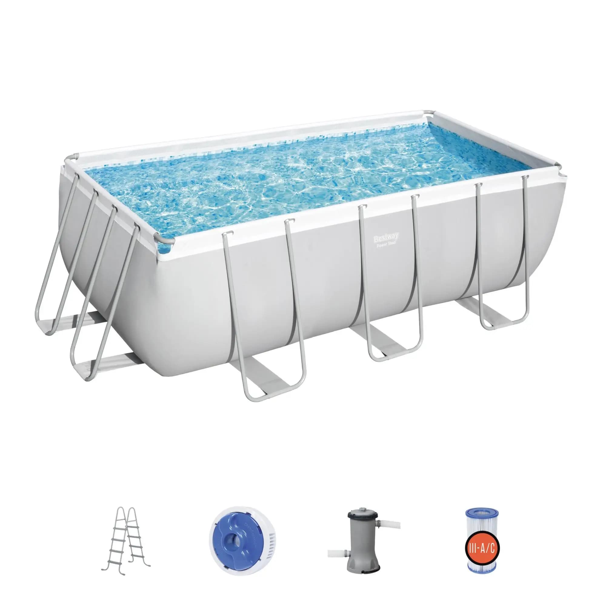 استخر پیش ساخته Bestway Power Steel 412*201*122 سانتی متر خاکستری 56456 — تصویر ۸