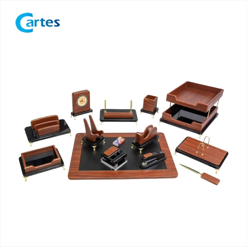 ست رومیزی مدیریتی 15 پارچه لاکچری کد 315p قهوه ای — تصویر ۶