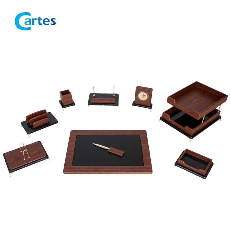 ست رومیزی مدیریتی 10 پارچه تمام وکیوم کد 310p قهوه ای