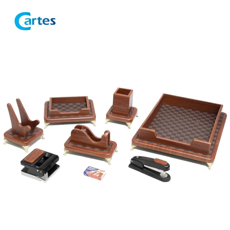 ست رومیزی اداری 8 پارچه چوب و چرم کد 908p — تصویر ۸