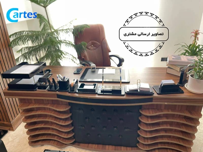 ست رومیزی مدیریتی 17 پارچه لاکچری کد 317 مشکی — تصویر ۳
