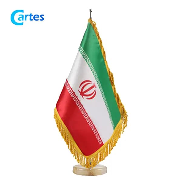 پرچم رومیزی ساتن به همراه میله و پایه سنگی