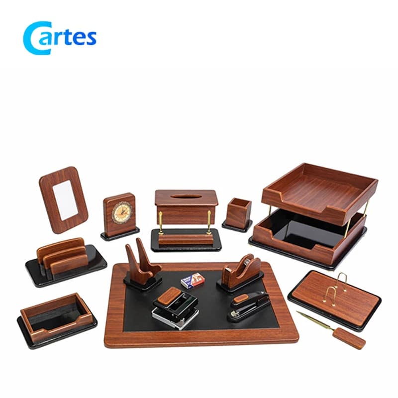 ست رومیزی مدیریتی 17 پارچه لاکچری کد 317 قهوه ای